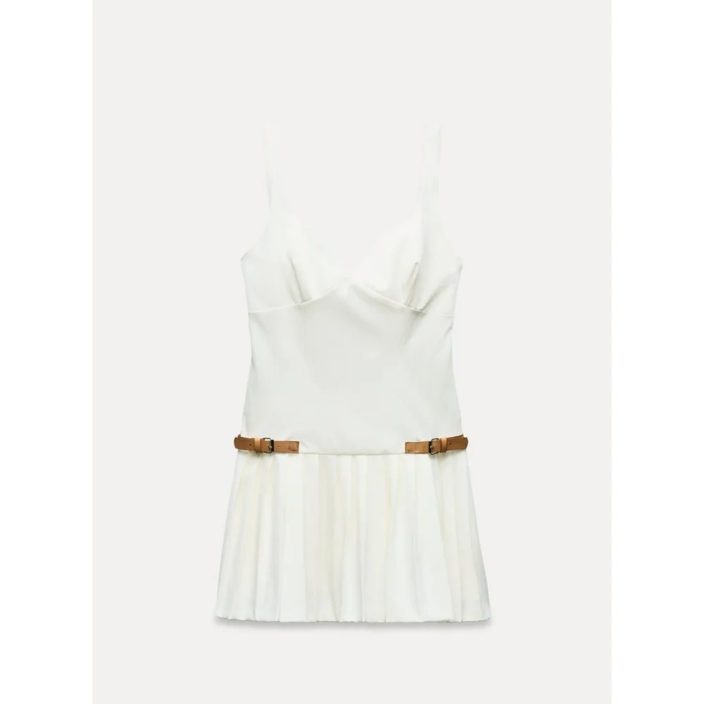 Zara Pleated  Dress White Size S and L